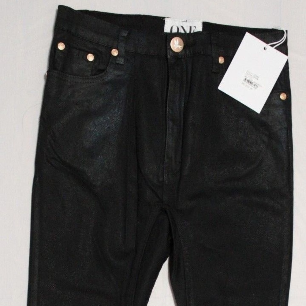ONE TEASPOON BLACK WET LOOK RUNWAYS SKINNY JEANS